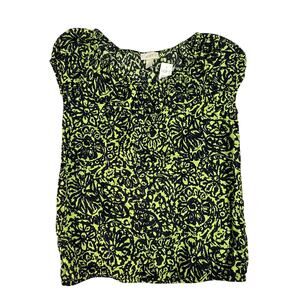 Ann Taylor Loft Womens Green Black Floral Blouse size Small New